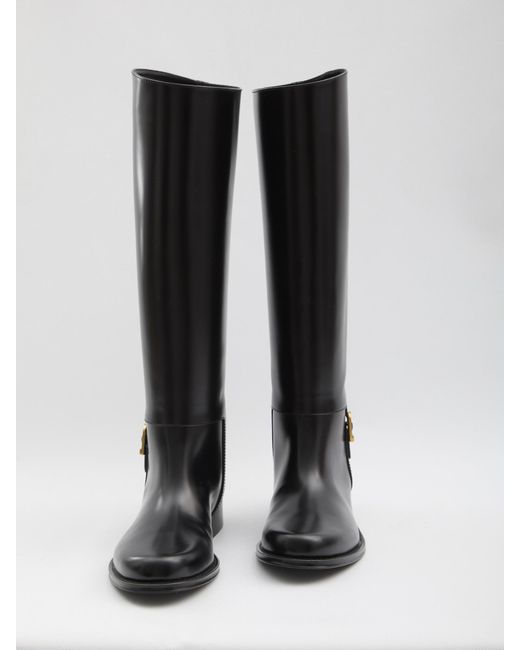 Saint Laurent Black Julia Logo Engraved Boots