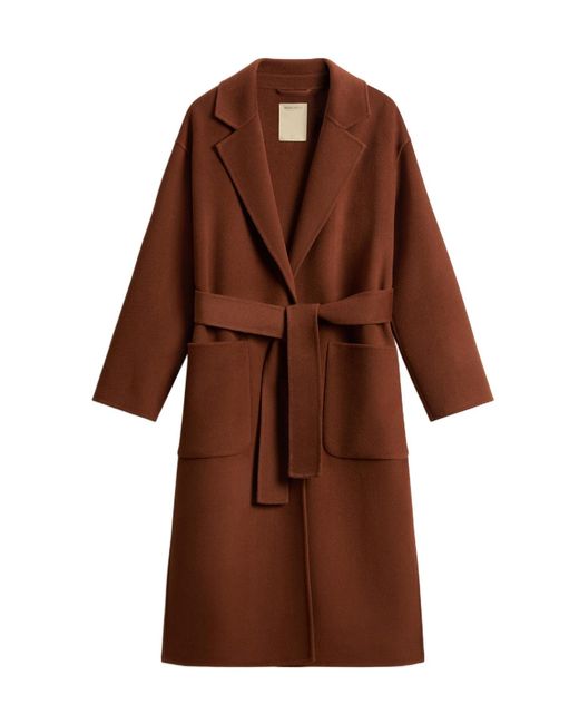 Woolrich Brown Wool Belted Coat