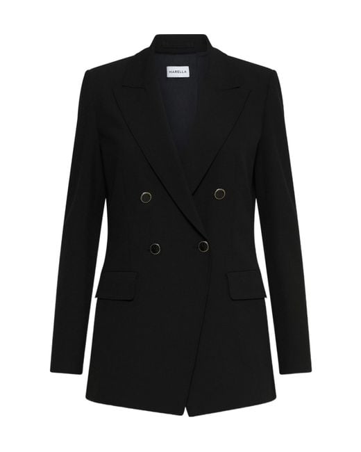 Marella Black Lapel Long-Sleeved Suit Jacket