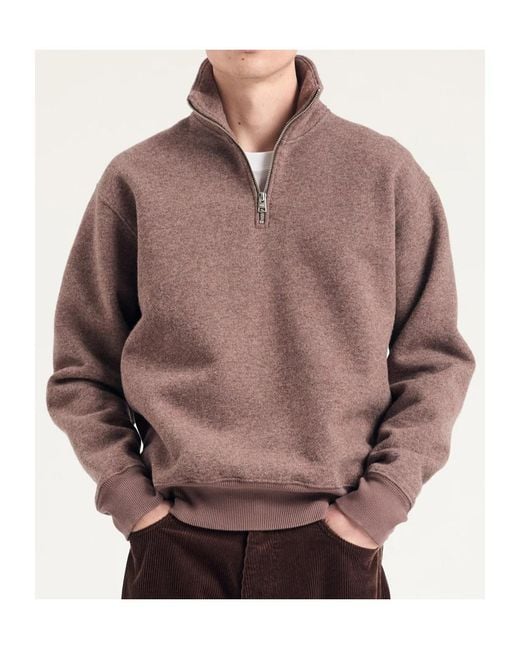 Norse Projects Brown Wool Blend Half-Zip Sweatshirt for men