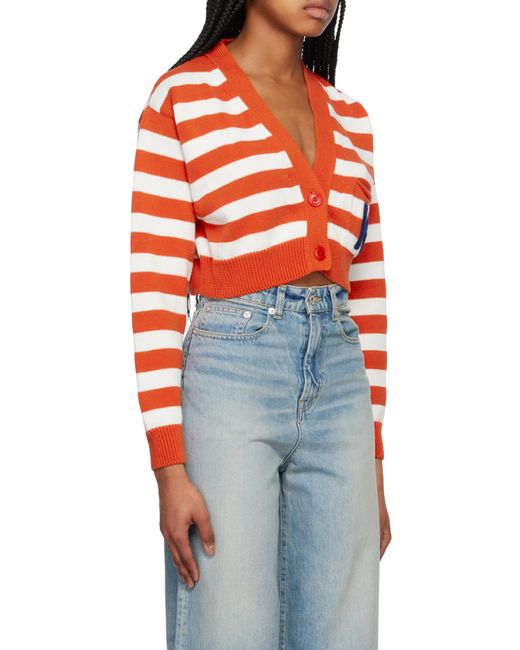 KENZO Red Striped Cropped Cardigan