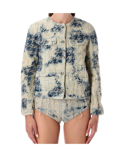 DIESEL Blue De-Grafy-Fsh Distressed Jacket