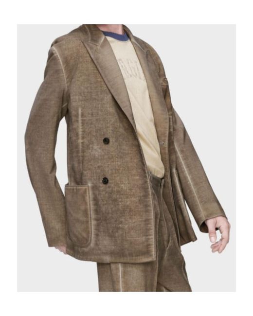 Maison Margiela Brown Double-Breasted Vintage Effect Blazer for men