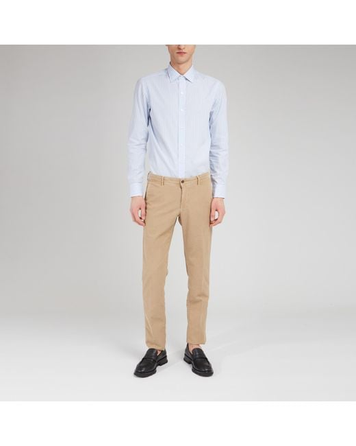 Salvatore Piccolo Blue Striped Long-Sleeved Shirt for men