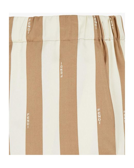 Fendi Natural Elasticated Waistband Striped Bermuda Shorts for men
