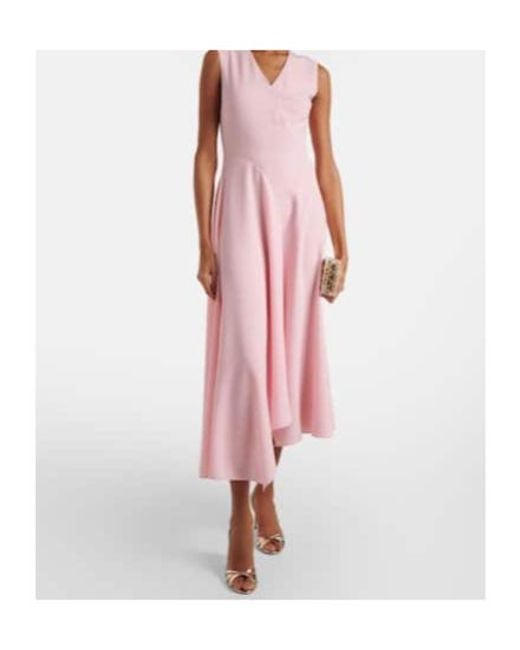 Roksanda Pink Miral Asymmetric Satin Midi Dress