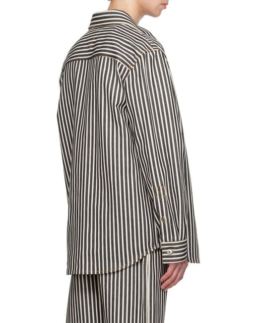 Bottega Veneta Gray Striped Long-Sleeved Shirt for men