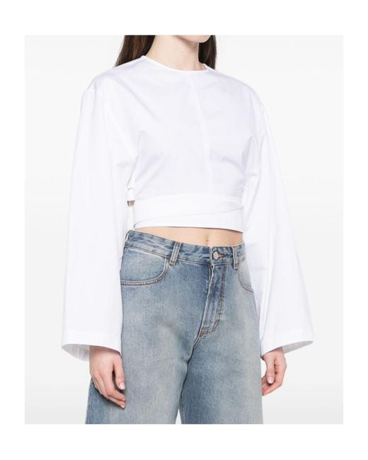 Alaïa White Alaïa Belted Cropped Top