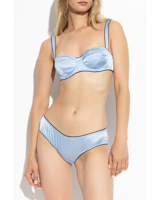Dolce & Gabbana Blue Elastic Waist Satin Panties