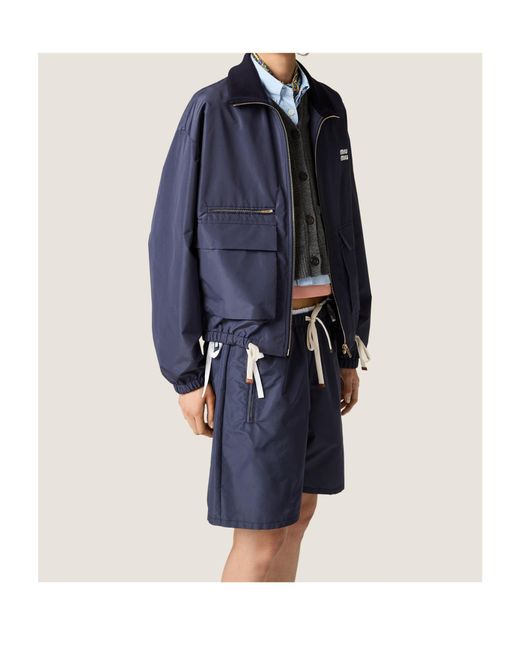 Miu Miu Blue Technical Fabric Blouson Jacket