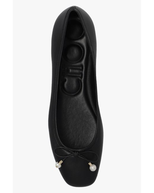 Jimmy Choo Black Elme Embellished Flat Shoes