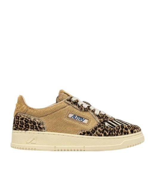Autry Brown Round-Toe Low-Top Sneakers