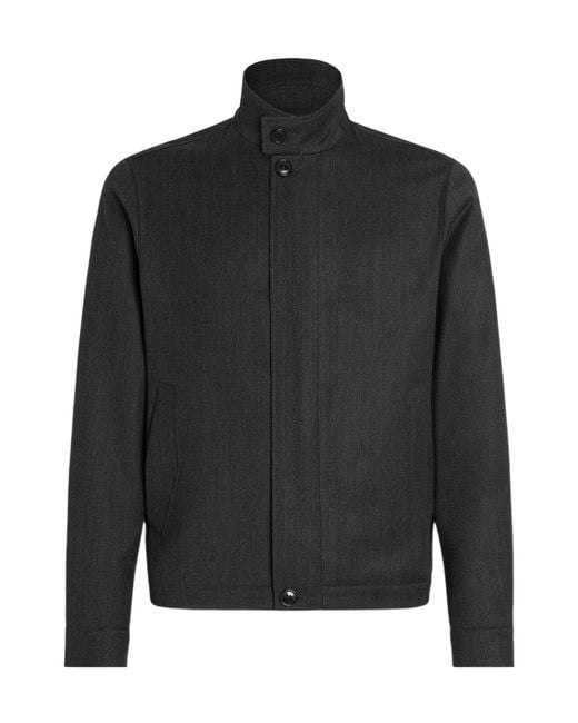 Zegna Black High-Neck Wool Jacket for men