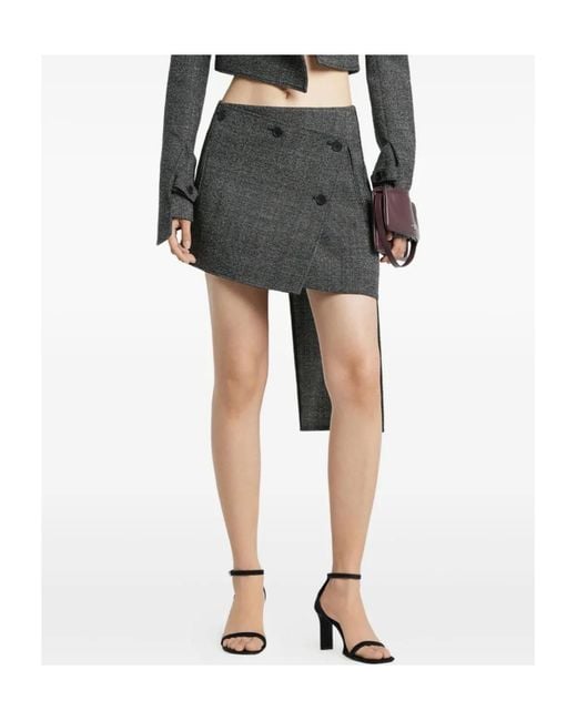 Courreges Gray Panelled Asymmetric Mini Skirt