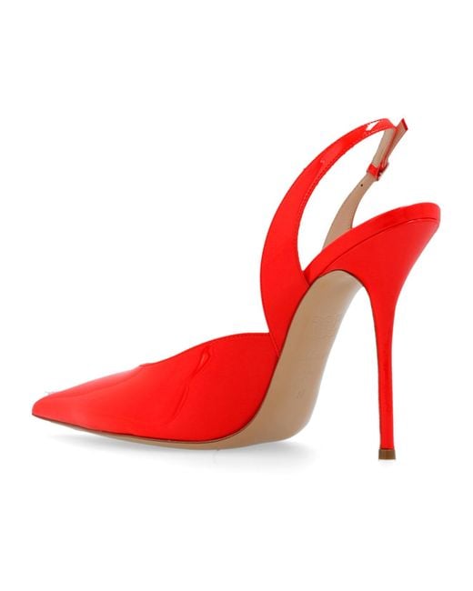 Casadei Red Pointed Toe Slingback Pumps