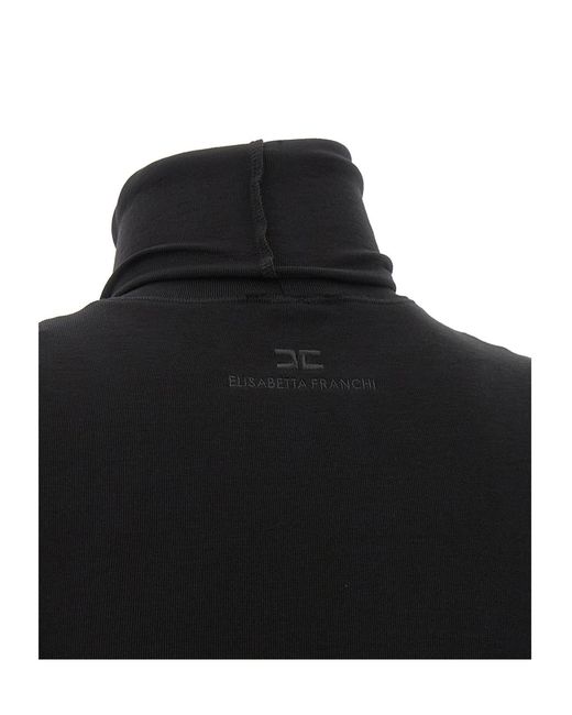 Elisabetta Franchi Black Turtleneck Dress