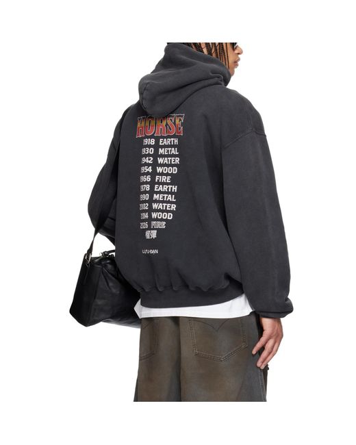 Lu'u Dan Gray Horse Year Series Long-Sleeved Oversized Hoodie for men