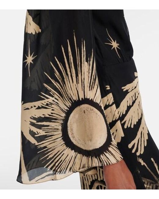 Johanna Ortiz Black Printed Silk Maxi Dress