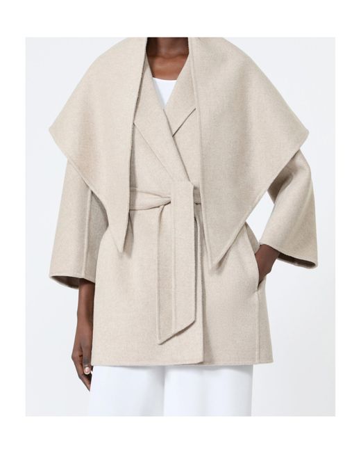 Max Mara White Tied-Waist Coat