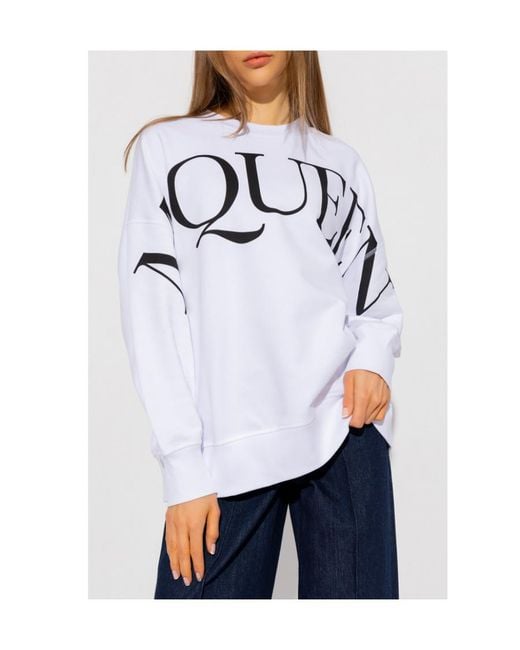 McQueen White Logo-Print Sweatshirt