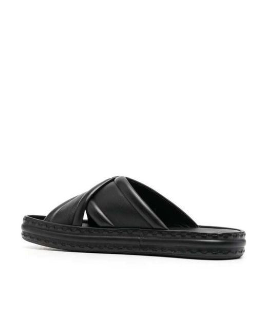 Fendi Black Logo Embossed Slip-On Sandals for men