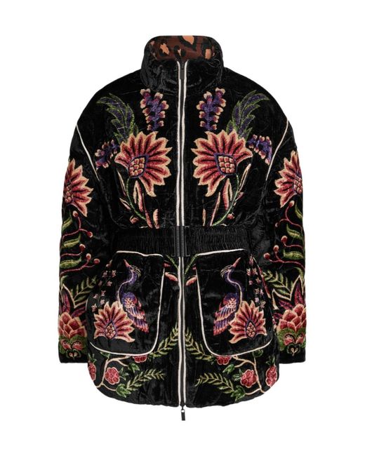 Farm Rio Gray Marvelous Garden Floral-Print Velvet Jacket