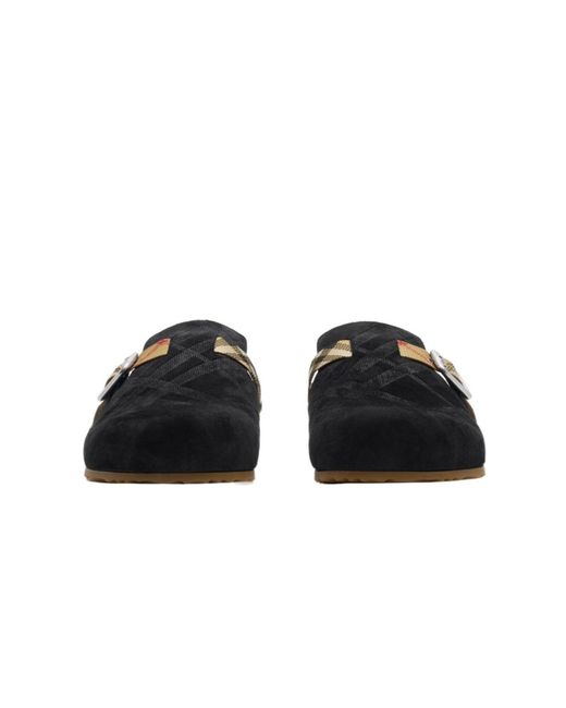Burberry Black Checked Slip-On Clogs for men