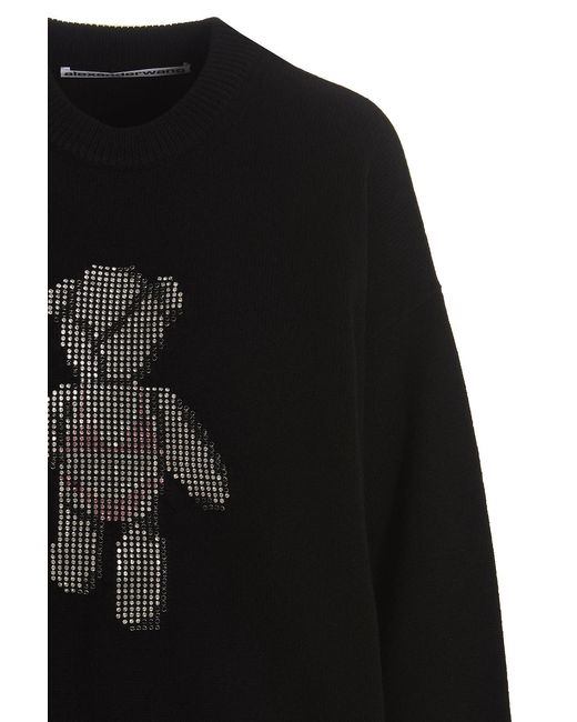 Alexander Wang Black Beiress Crystal-Embellished Wool Jumper