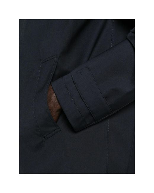 Herno Blue Single-Breasted Trench Coat for men