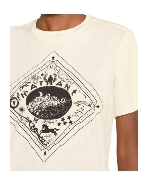 Isabel Marant Natural Graphic-Print Slub-Texture T-Shirt