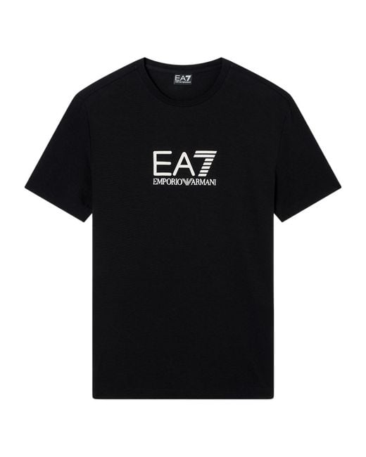 EA7 Black Logo-Printed Crewneck T-Shirt for men