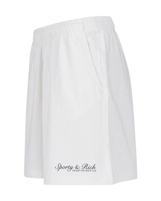 Sporty & Rich White Elastic Waist Shorts