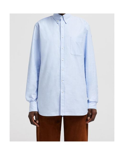 Moncler Blue Long Sleeve Oxford Cotton Shirt