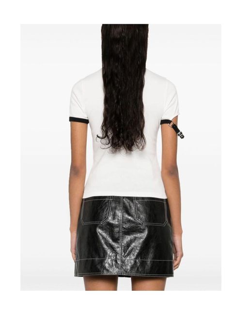 Courreges White Courrèges Buckle Contrast T-Shirt