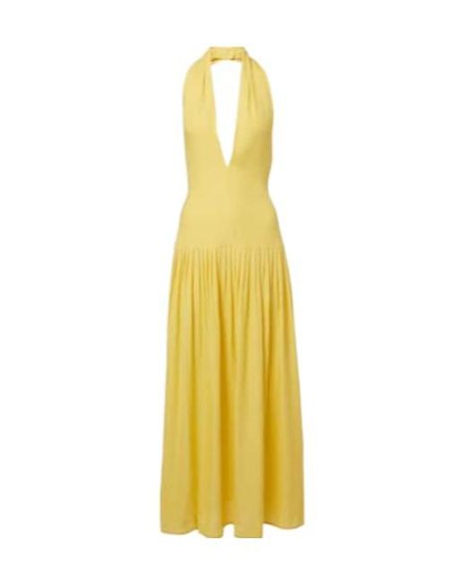 Proenza Schouler Yellow Tala Halterneck Georgette Maxi Dress