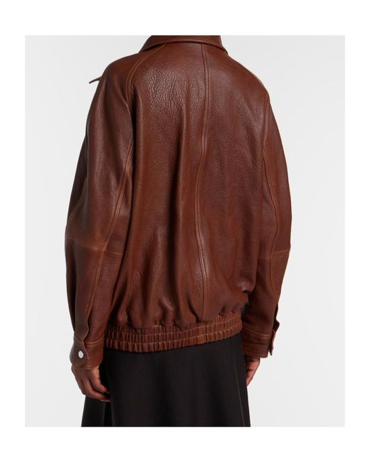 Nour Hammour Brown Ariste Leather Bomber Jacket