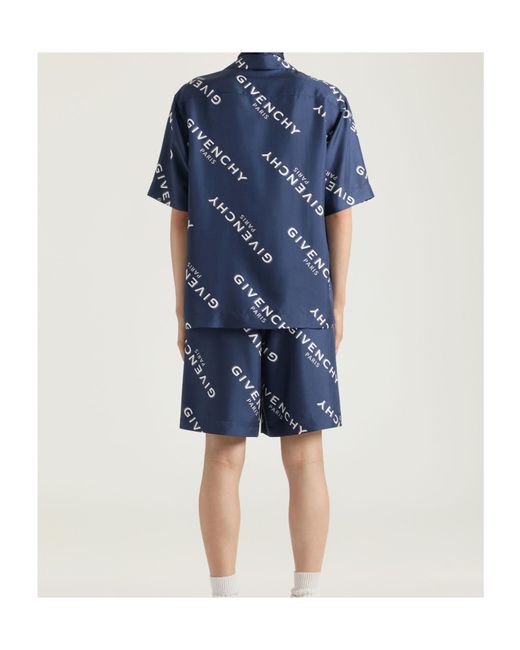 Givenchy Blue Logo Shadow Printed Bermuda Shorts for men