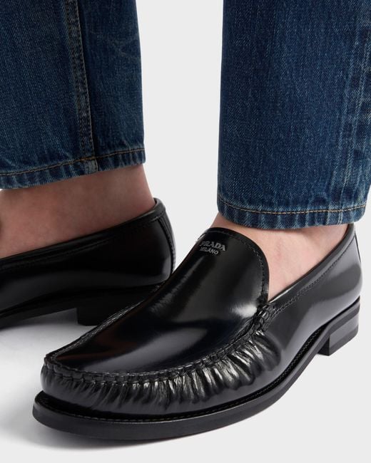 Prada Black Ruched Slip-On Loafers for men