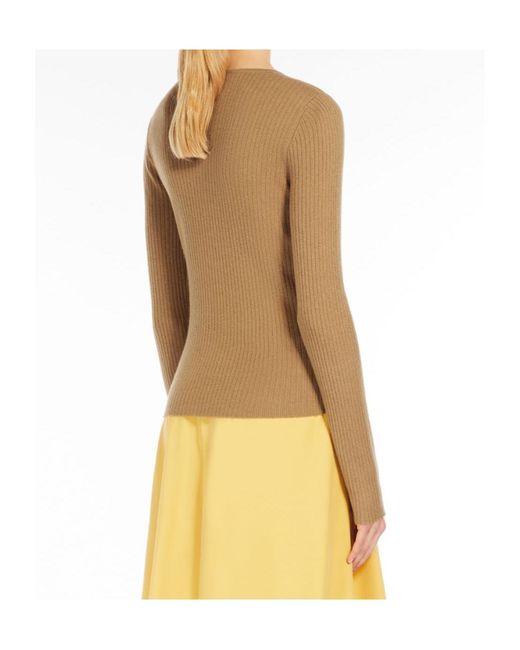 Max Mara Natural V-Neck Long-Sleeved Top