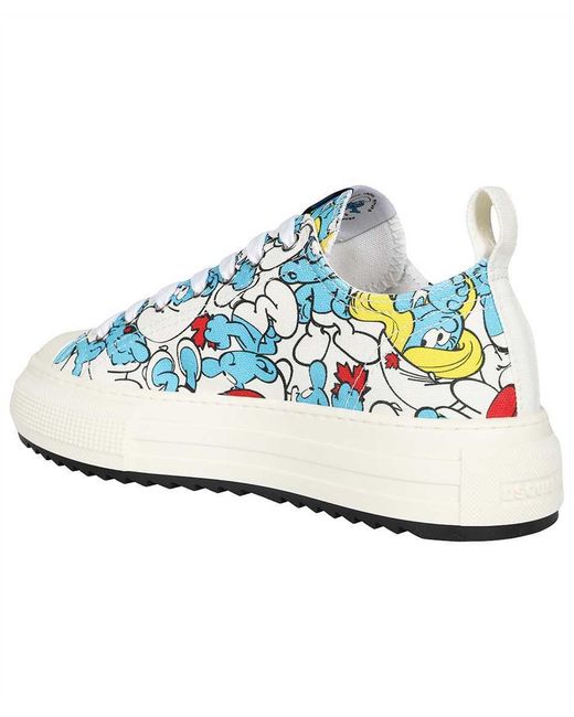 DSquared² White X Smurfs Lace-Up Sneakers for men