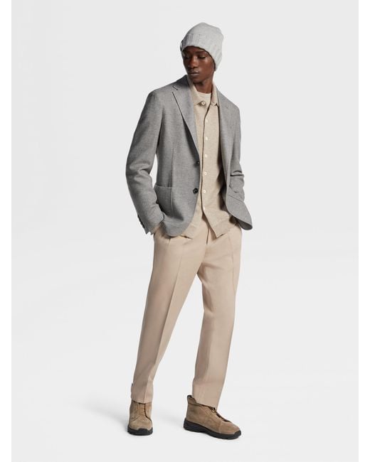 Zegna Gray Mélange Trofeo Wool And Cashmere Blend Blazer for men
