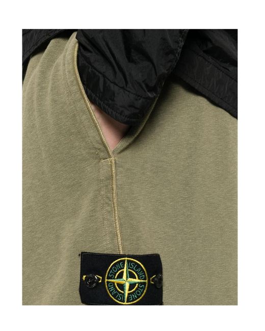 Stone Island Green Logo Patch Old Effect Shorts for men