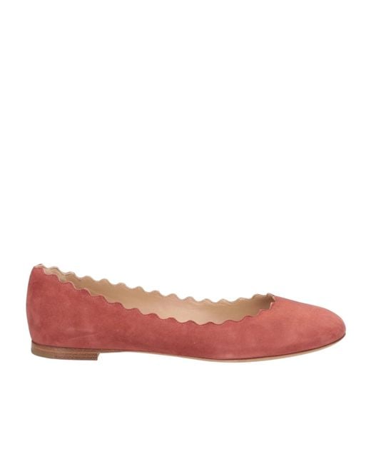 Chloé Red Simple Round-Toe Flat Shoes