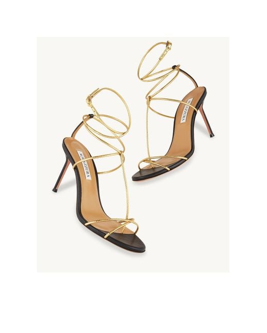 Aquazzura Metallic Open Toe Heeled Sandals