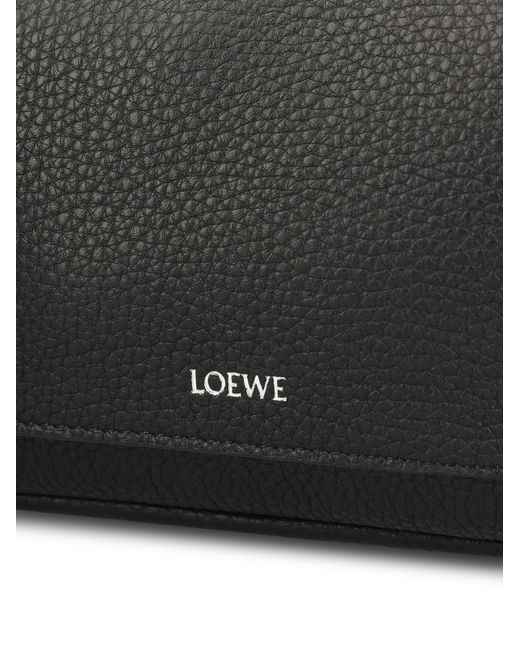 Loewe Black Logo Embossed Zipped Messenger Bag for men
