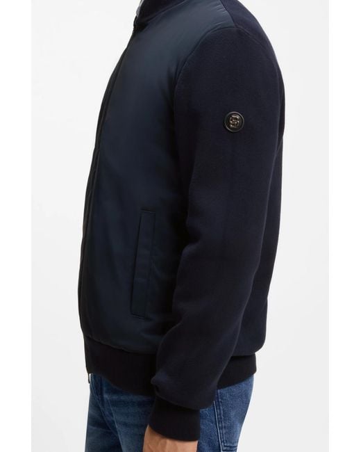 Boss Blue Zip-Up Bomber Jacket for men