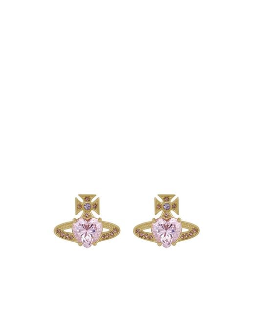 Vivienne Westwood White Heart Stud Earrings