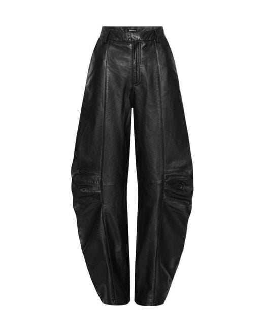 ROTATE BIRGER CHRISTENSEN Black High-Waist Leather Pants