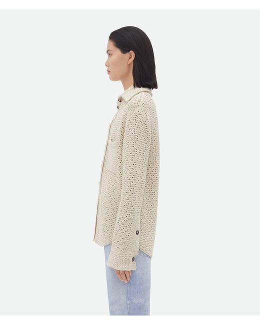 Bottega Veneta White Crochet Knitted Shirt