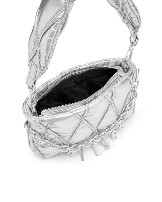DIESEL White Charm-D Quilted Clutch Bag